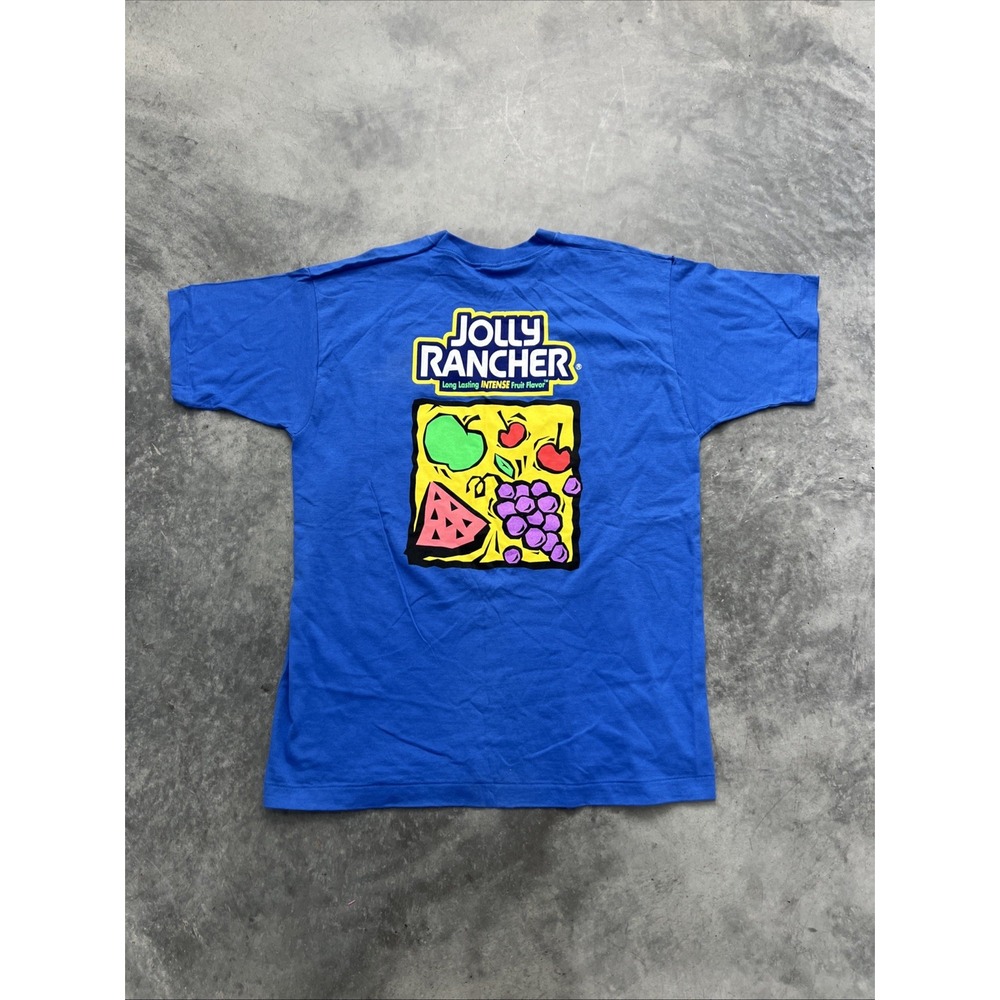 VINTAGE Single Stitch JOLLY RANCHER Food Snack Promo Blue T Shirt - 90s LARGE L